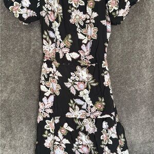 MINKPINK White and Pink Fit and Flare Dress Puff Sleeve